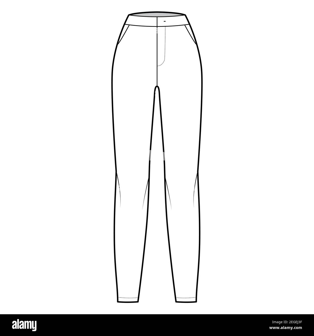 Premium Vector  Flared high waist pants flat sketch
