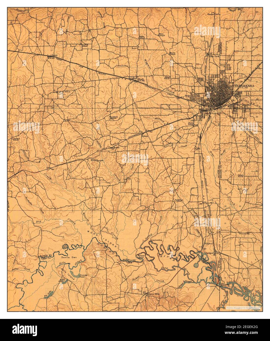 Texarkana, Arkansas, map 1909, 1:62500, United States of America by Timeless Maps, data U.S. Geological Survey Stock Photo