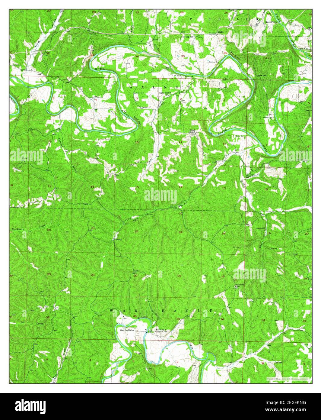 War Eagle, Arkansas, map 1957, 124000, United States of America by