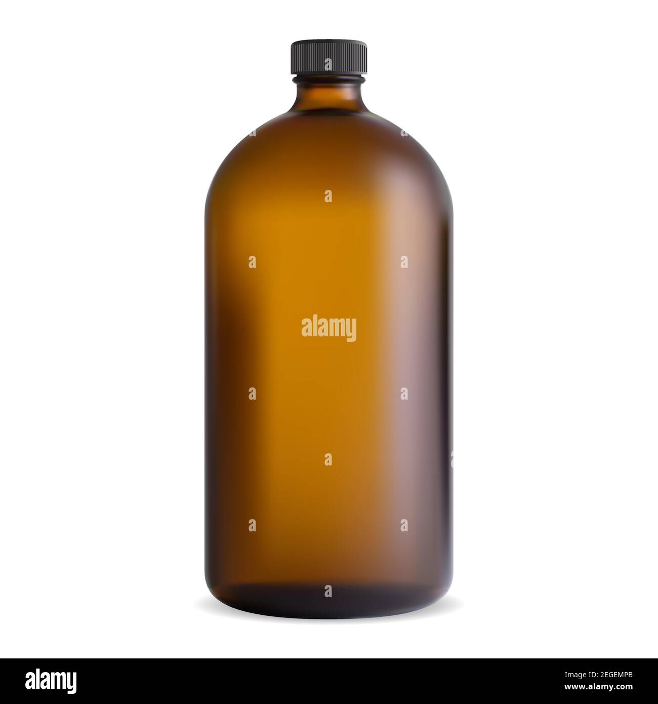 Brown glass bottle. Medical syrup jar. Pharmaceutical vitamin container mockup. Amber chemical template with screw cap vintage design translucent 3d v Stock Vector