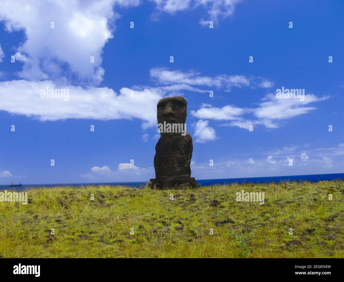 Statues of the gods of Easter Island. Ancient statues of ancient