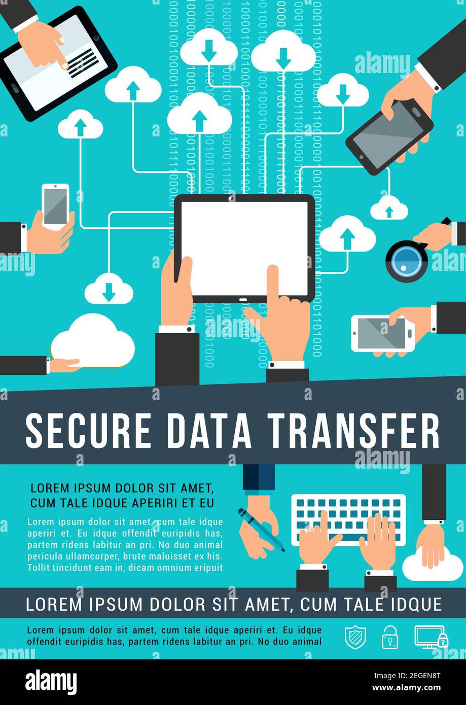 Secure Data Transfer And Internet Cloud Network Share Technology Vector