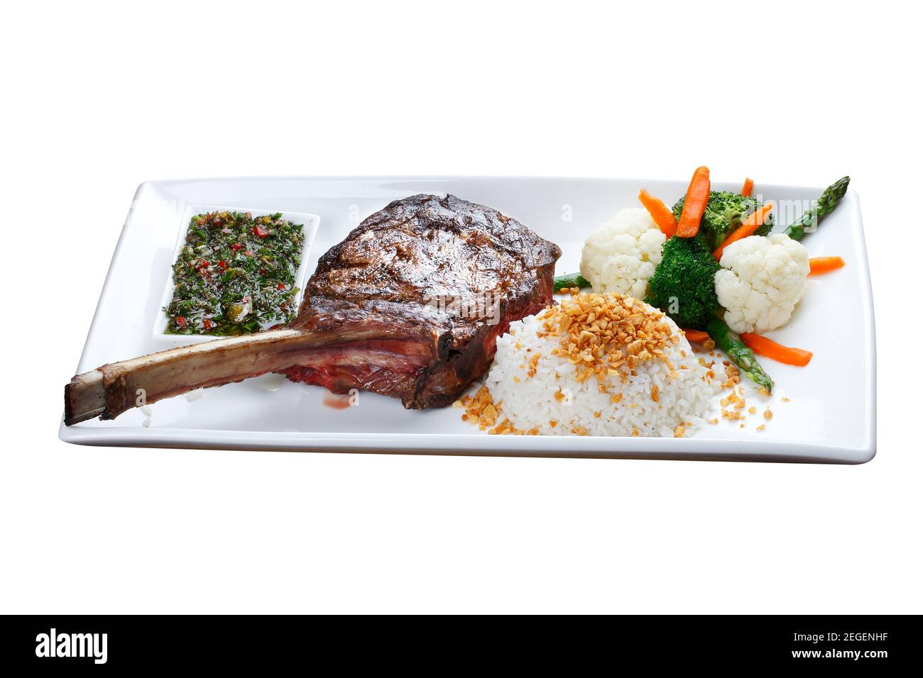 Prime rib with fries and salad Stock Photo - Alamy