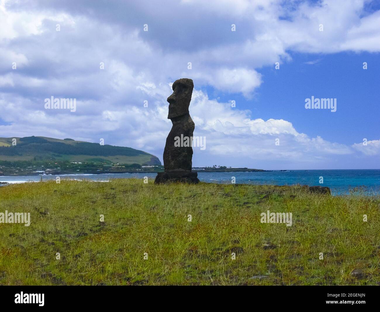 Statues of the gods of Easter Island. Ancient statues of ancient