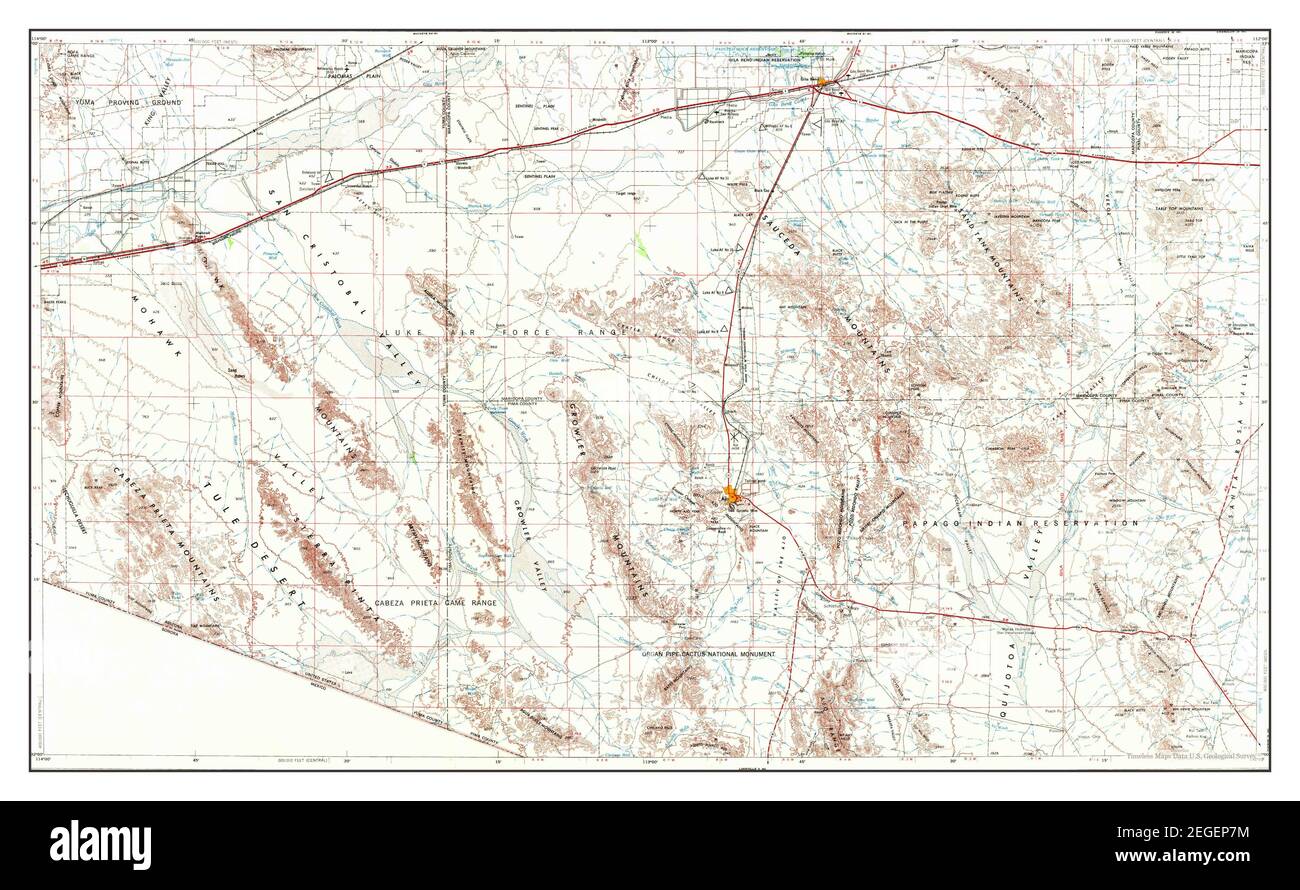 Ajo, Arizona, map 1953, 1:250000, United States of America by Timeless 