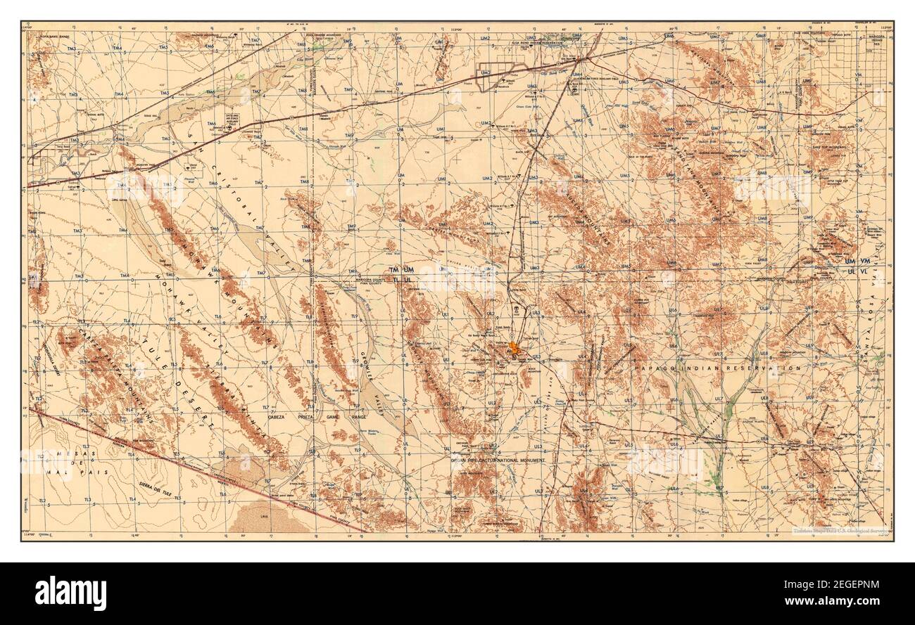 Ajo, Arizona, map 1957, 1:250000, United States of America by Timeless 