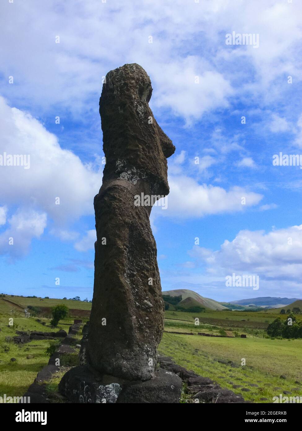 Statues of the gods of Easter Island. Ancient statues of ancient