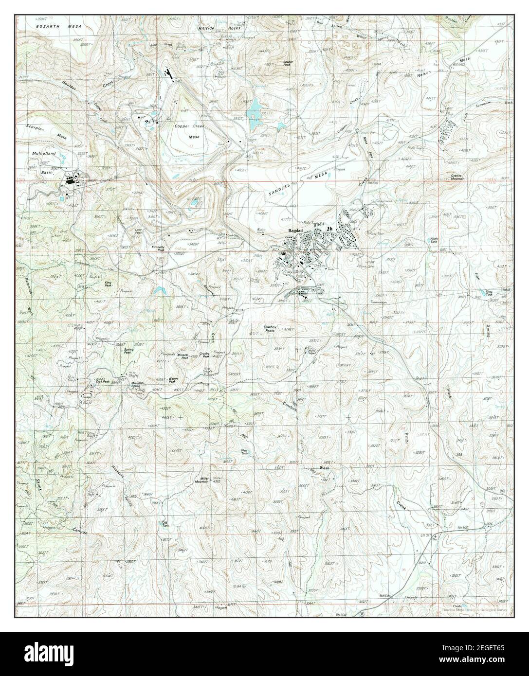 Bagdad, Arizona, map 1986, 124000, United States of America by
