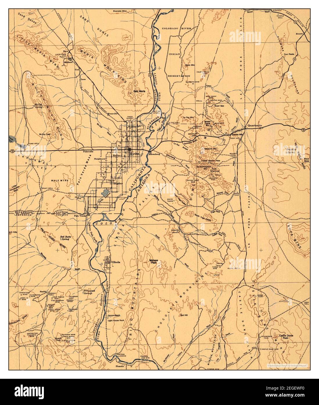 Blythe, Arizona, map 1942, 1250000, United States of America by