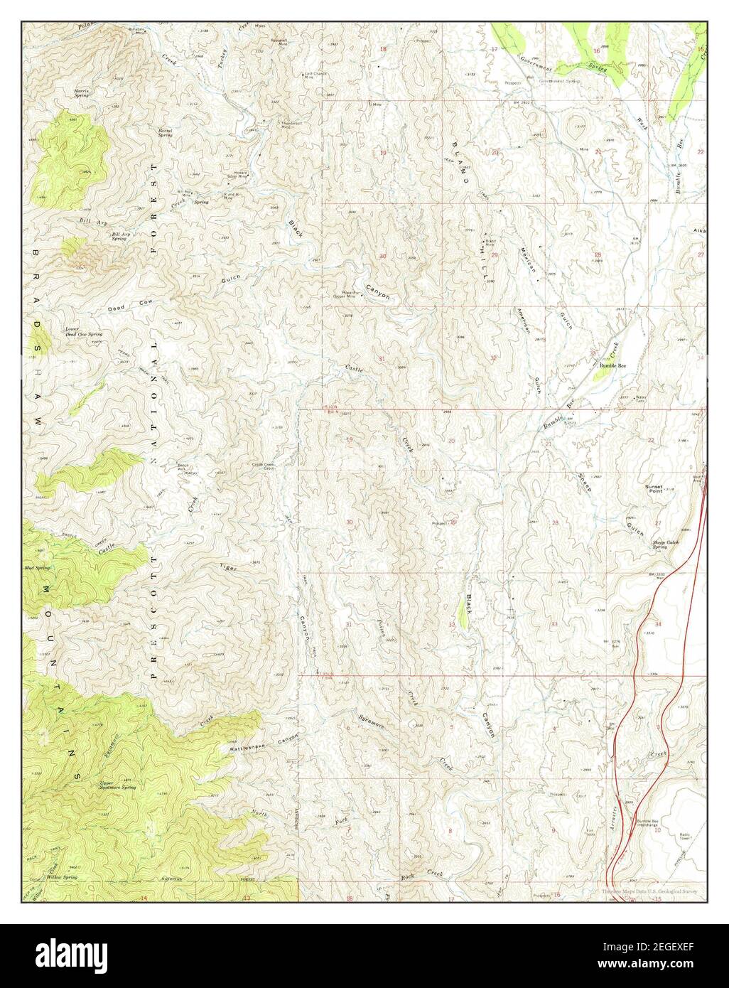 Bumble Bee, Arizona, map 1969, 124000, United States of America by
