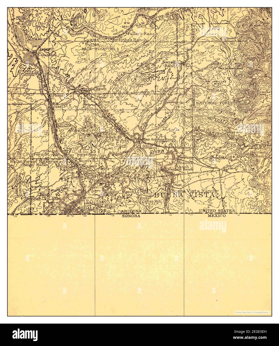 Calabasas, Arizona, map 1933, 162500, United States of America by