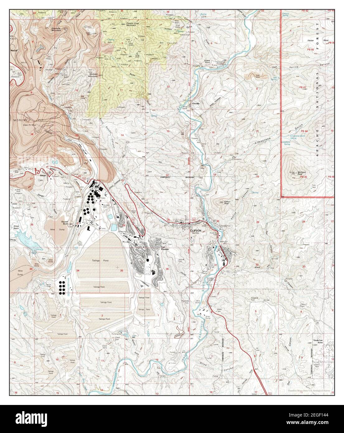 Clifton, Arizona, map 1997, 124000, United States of America by