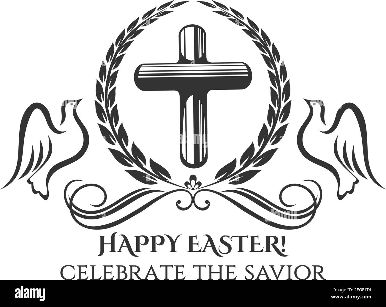 Happy Easter cross icon for Easter day or Resurrection Sunday