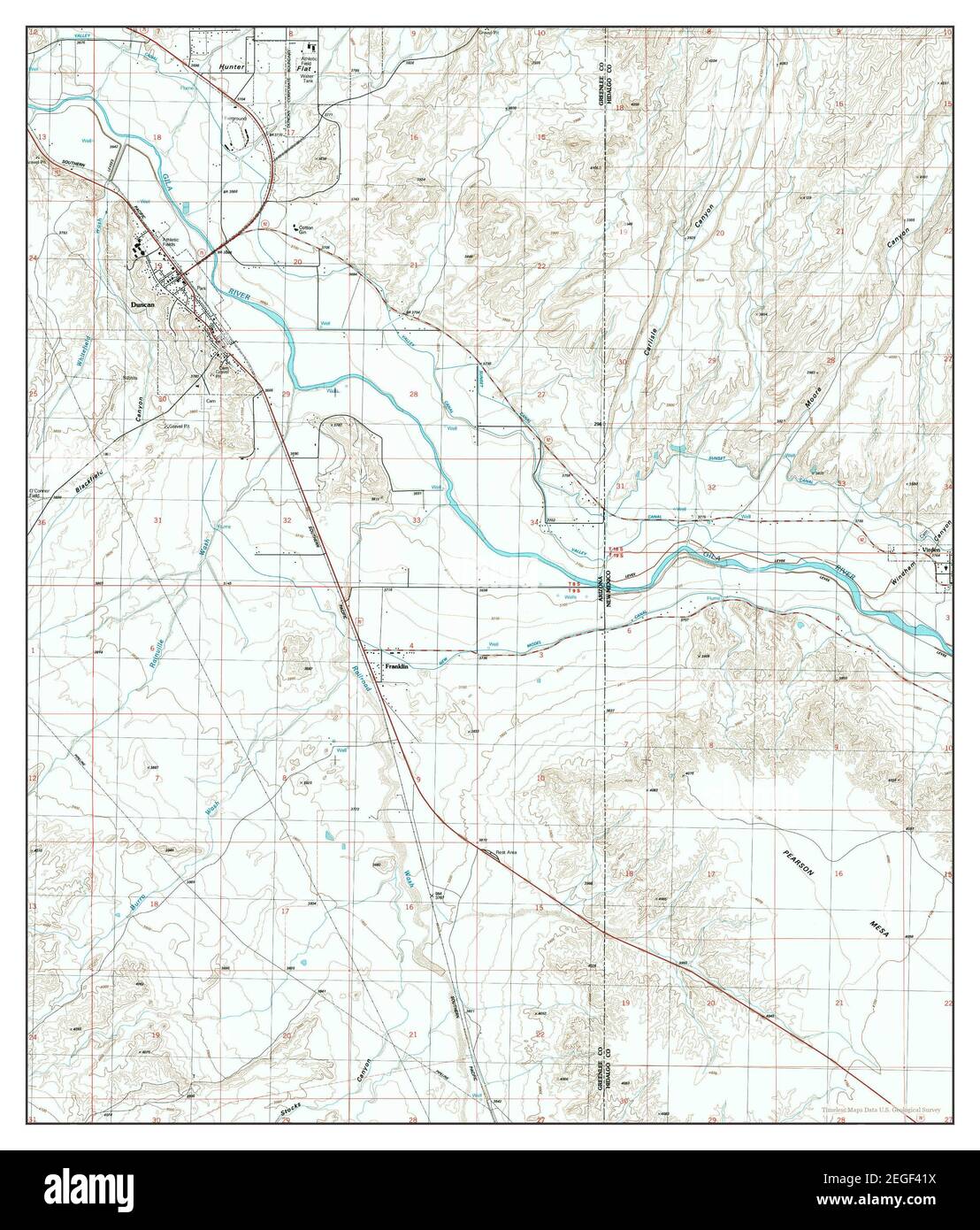 Duncan, Arizona, map 1986, 124000, United States of America by