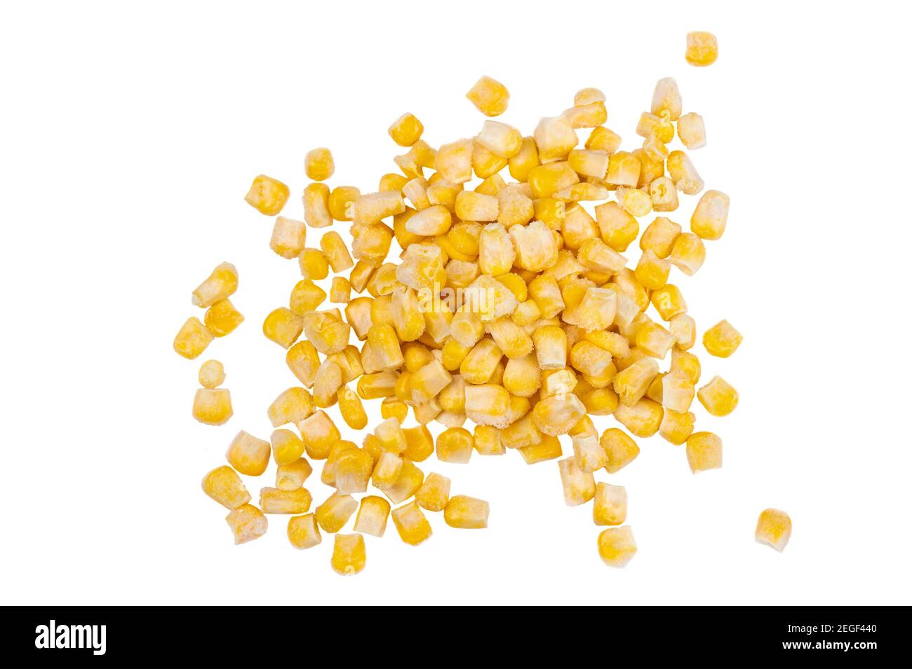 Frozen corn kernels on white background Stock Photo