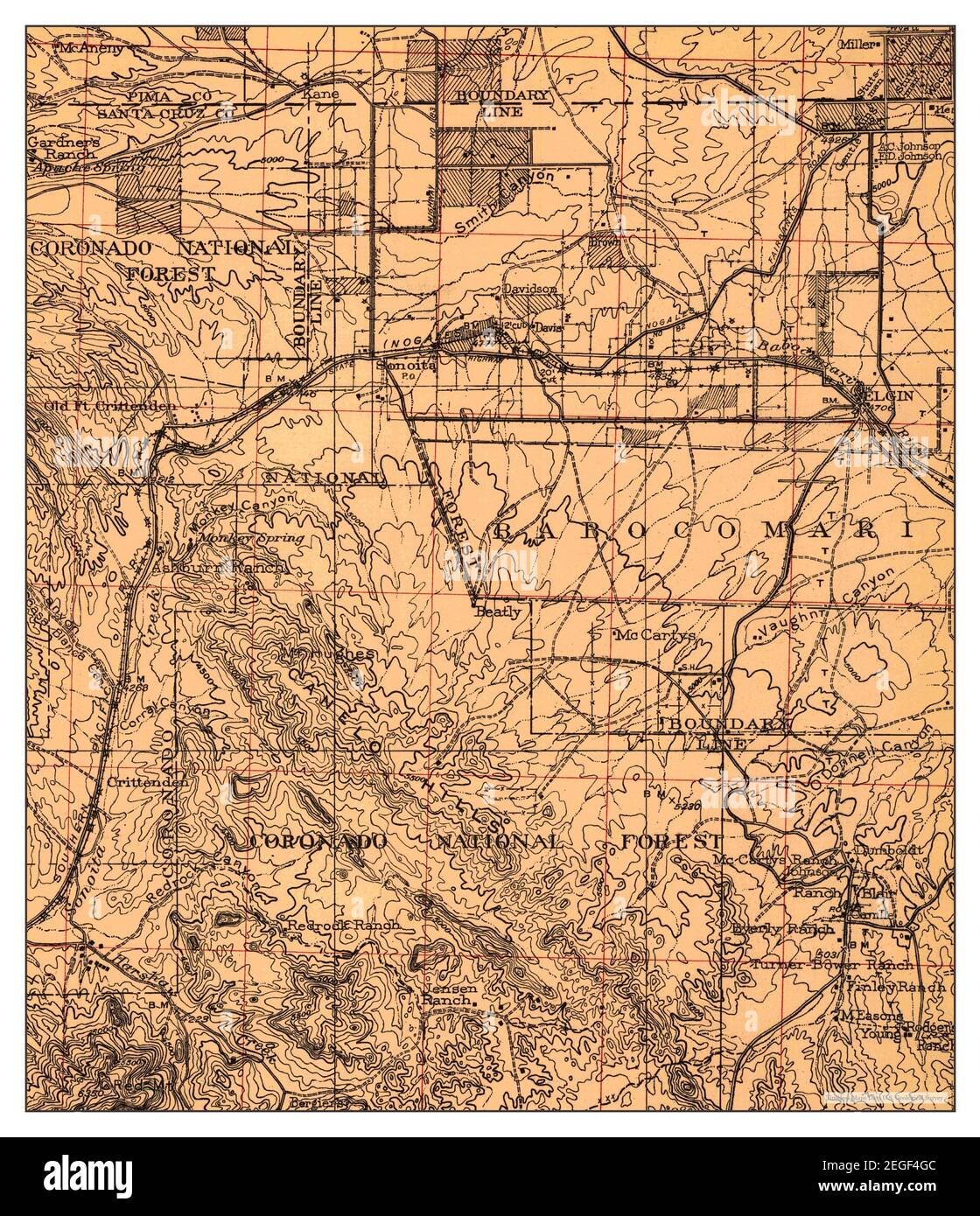 Elgin, Arizona, map 1932, 1:62500, United States of America by Timeless ...