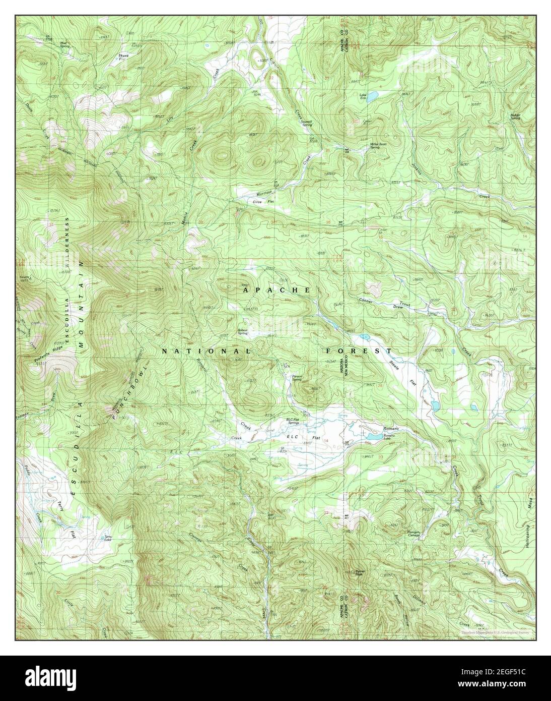 Usgs Gold Maps Arizona Escudilla Mountain, Arizona, Map 1991, 1:24000, United States Of America By  Timeless Maps, Data U.s. Geological Survey Stock Photo - Alamy