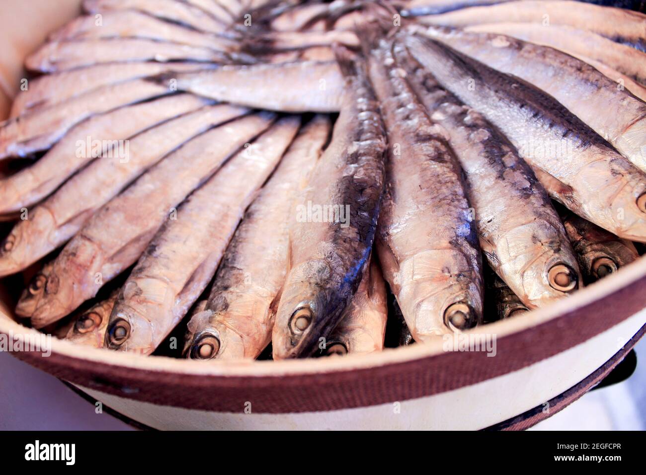 Salted sardines for sale at a market stall in Portugal Stock Photo Alamy