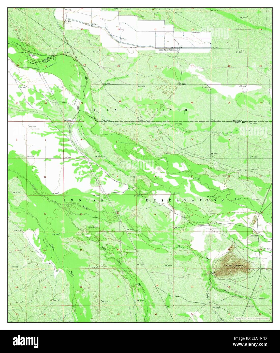 Pima Butte, Arizona, map 1952, 124000, United States of America by