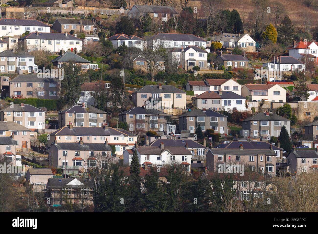 Hillside houses in Riddlesden,Keighley, West Yorkshire Stock Photo Alamy