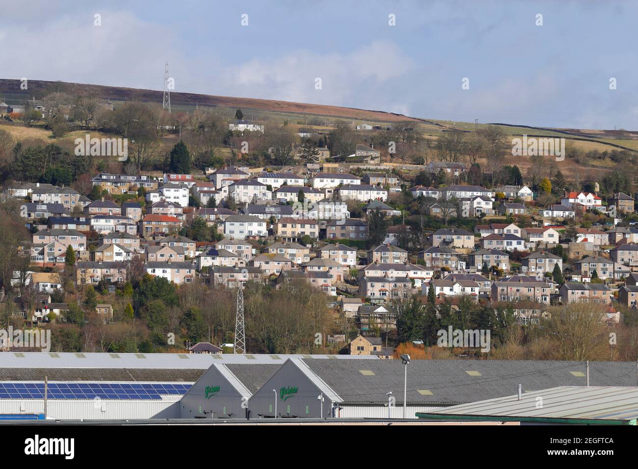 Hillside houses in Riddlesden,Keighley, West Yorkshire Stock Photo Alamy