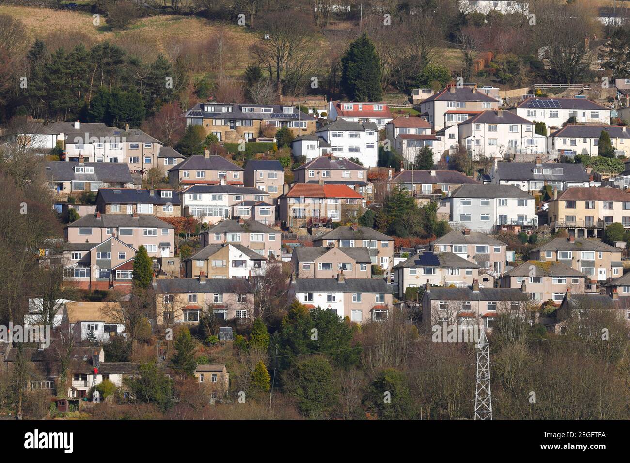 Hillside houses in Riddlesden,Keighley, West Yorkshire Stock Photo Alamy