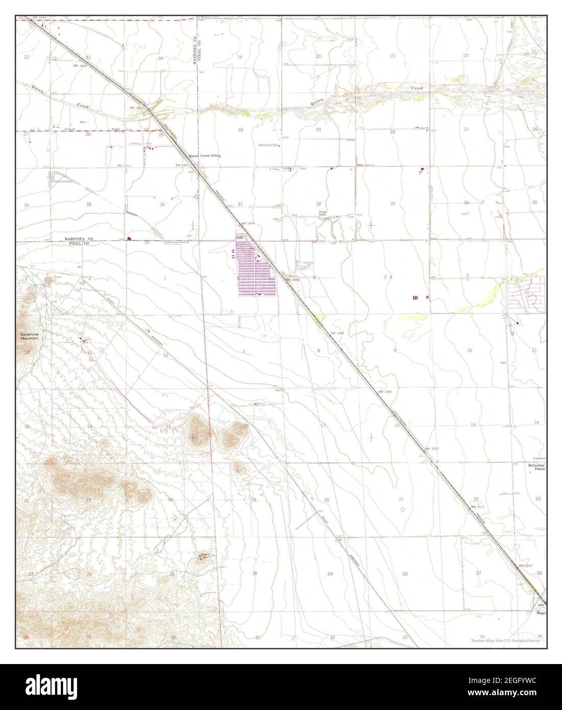Sacaton NE, Arizona, map 1956, 124000, United States of America by