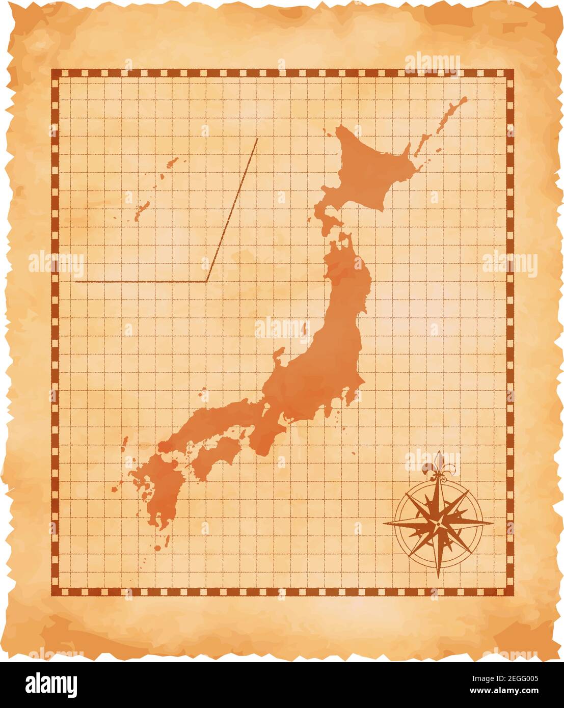 Old vintage Japan map vector illustration Stock Vector