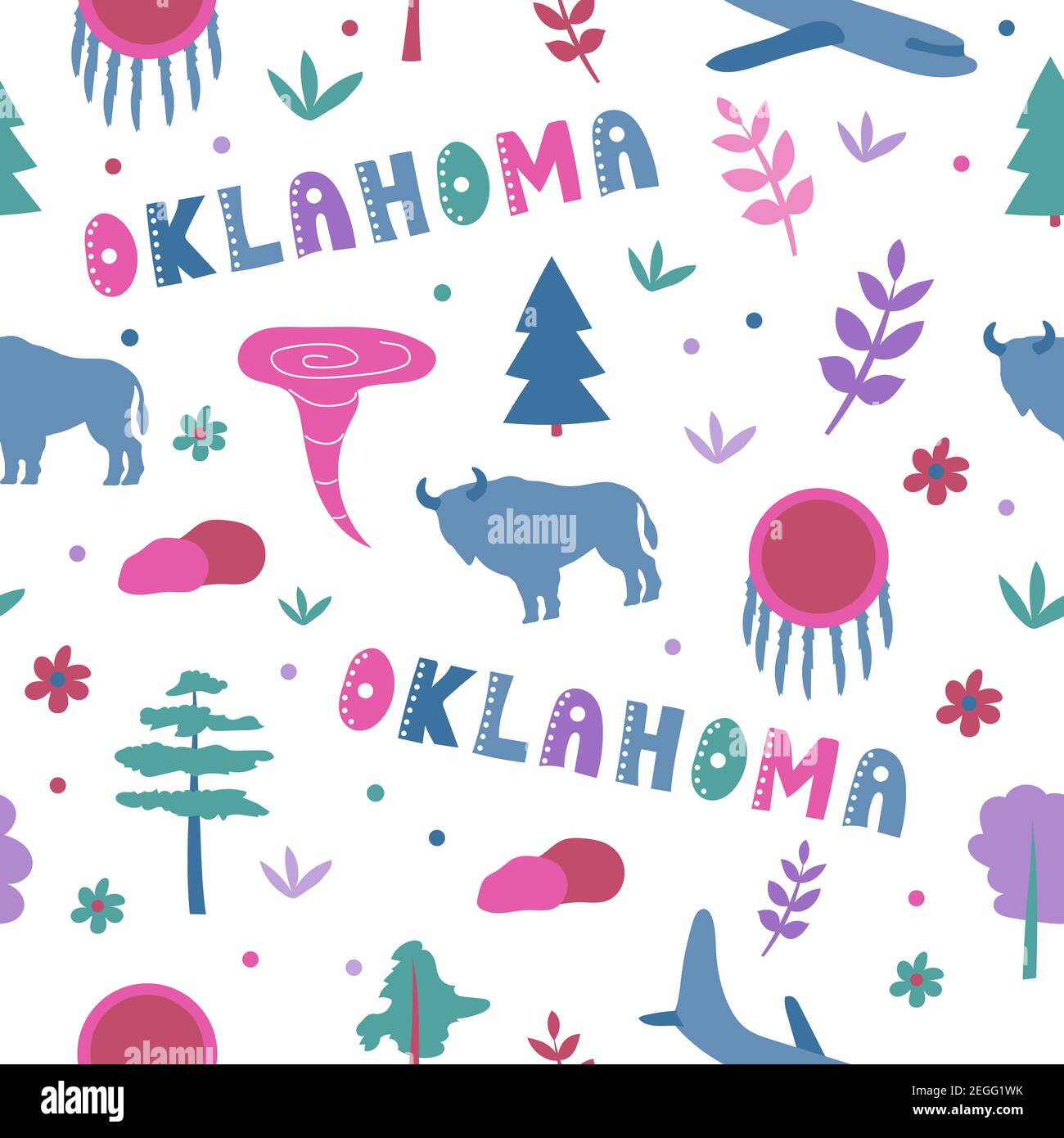 USA collection. Vector illustration of Oklahoma theme. State Symbols