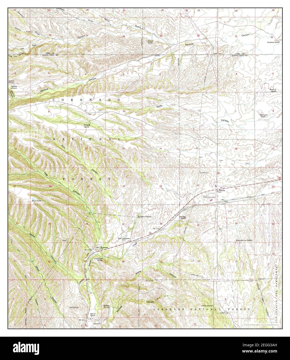Sonoita, Arizona, map 1958, 124000, United States of America by