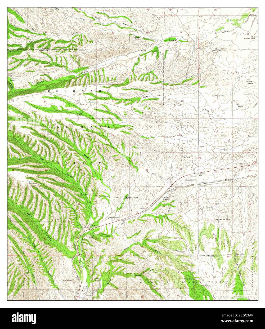 Sonoita, Arizona, map 1958, 124000, United States of America by