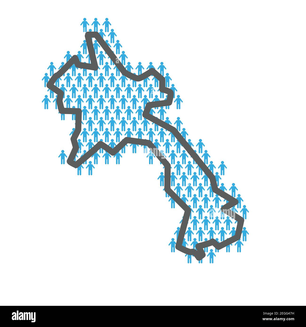 Laos population map. Country outline made from people figures Stock
