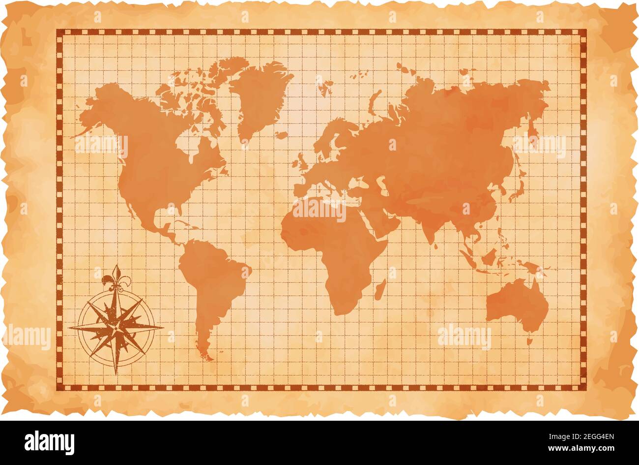 Old vintage world map vector illustration Stock Vector