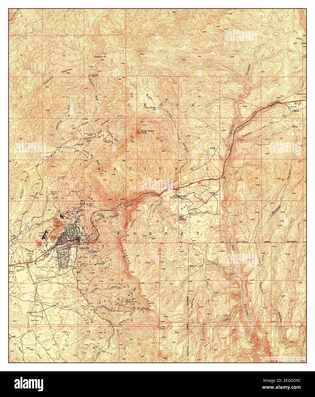 Superior, Arizona, map 1949, 124000, United States of America by
