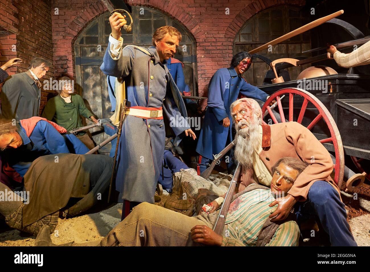 Diorama sign Capture of John Brown. At the John Brown Wax Museum in