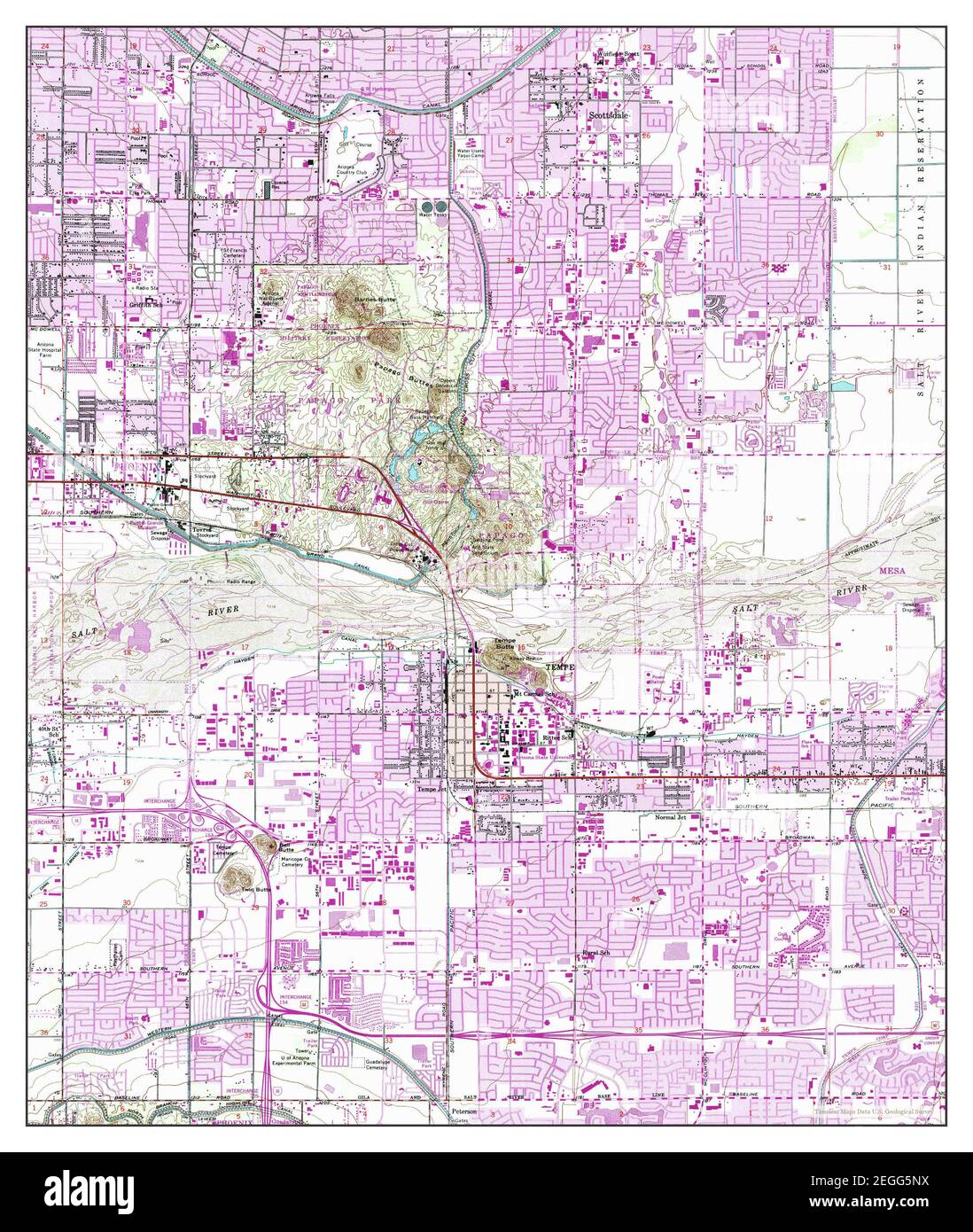 Tempe, Arizona, map 1952, 124000, United States of America by Timeless