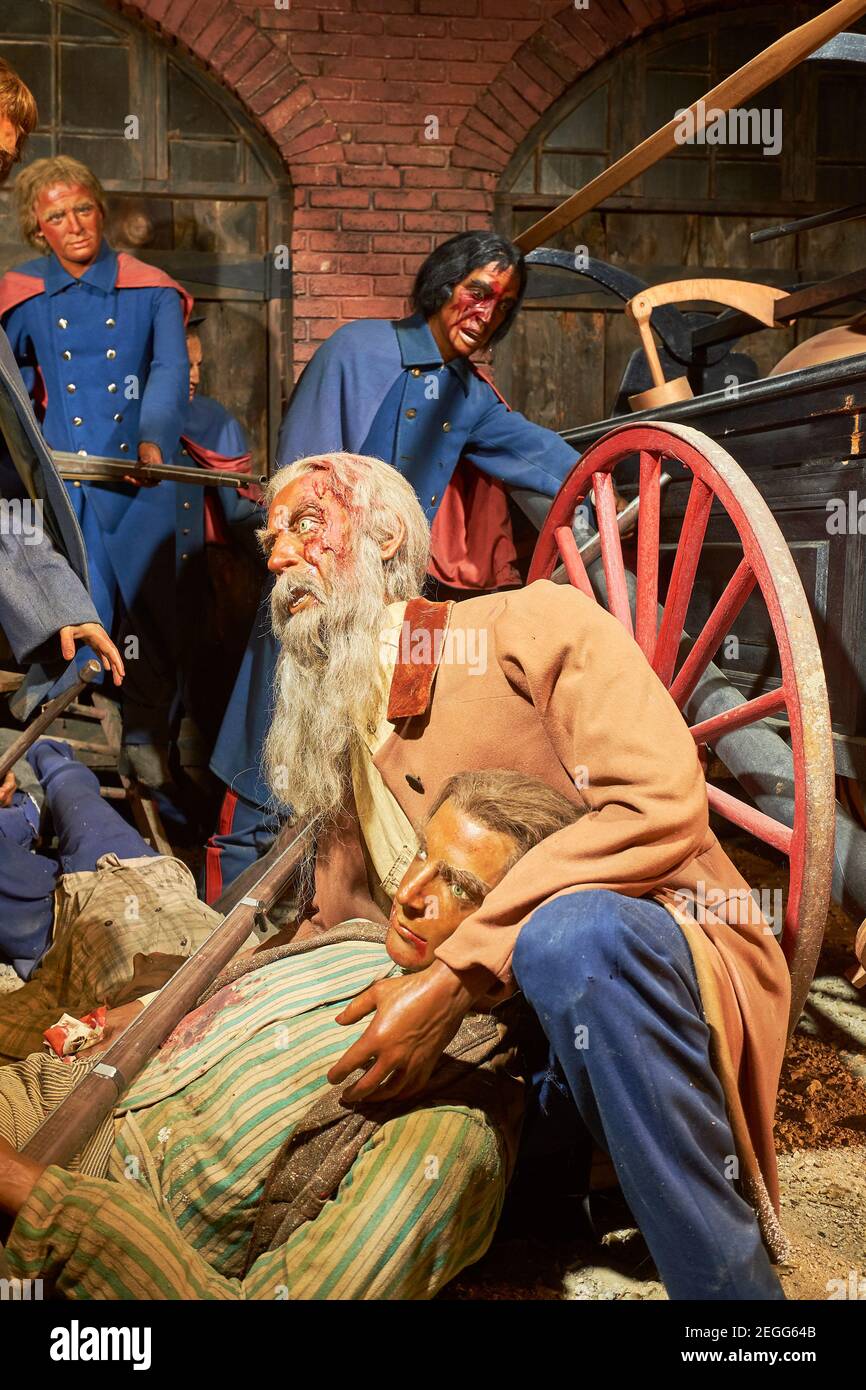 Diorama sign Capture of John Brown. At the John Brown Wax Museum in