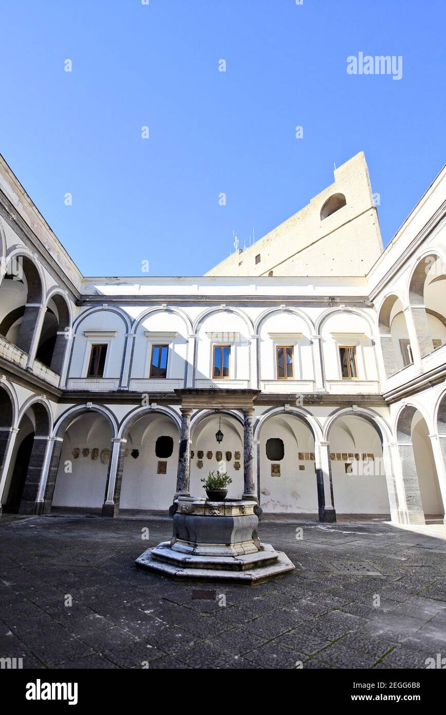 Naples, Italy, February 16, 2021. View of the cloister of the monastery of Saint Martin, now a history museum. Stock Photo