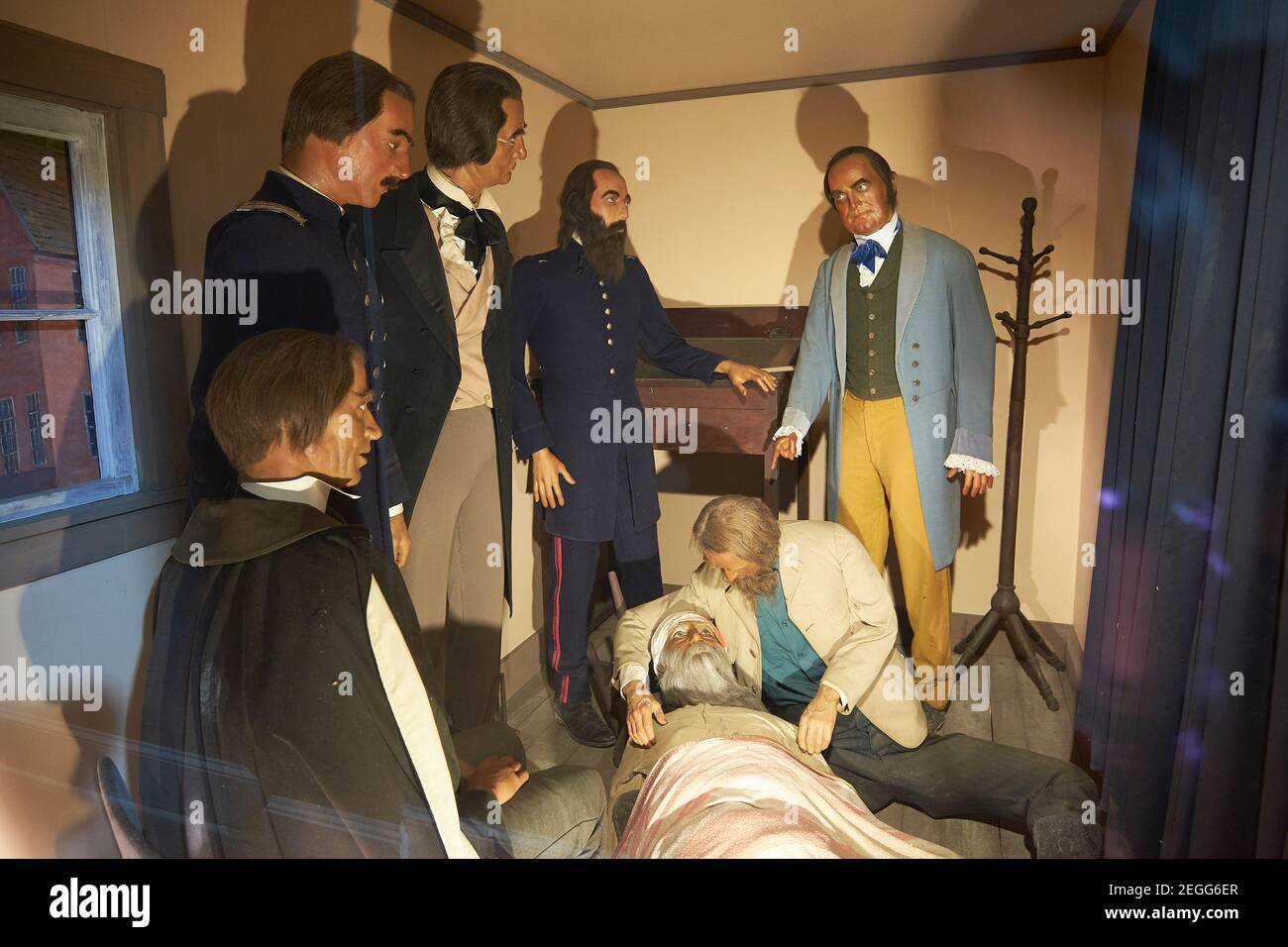 Diorama sign The Governor Asks Questions. At the John Brown Wax Museum