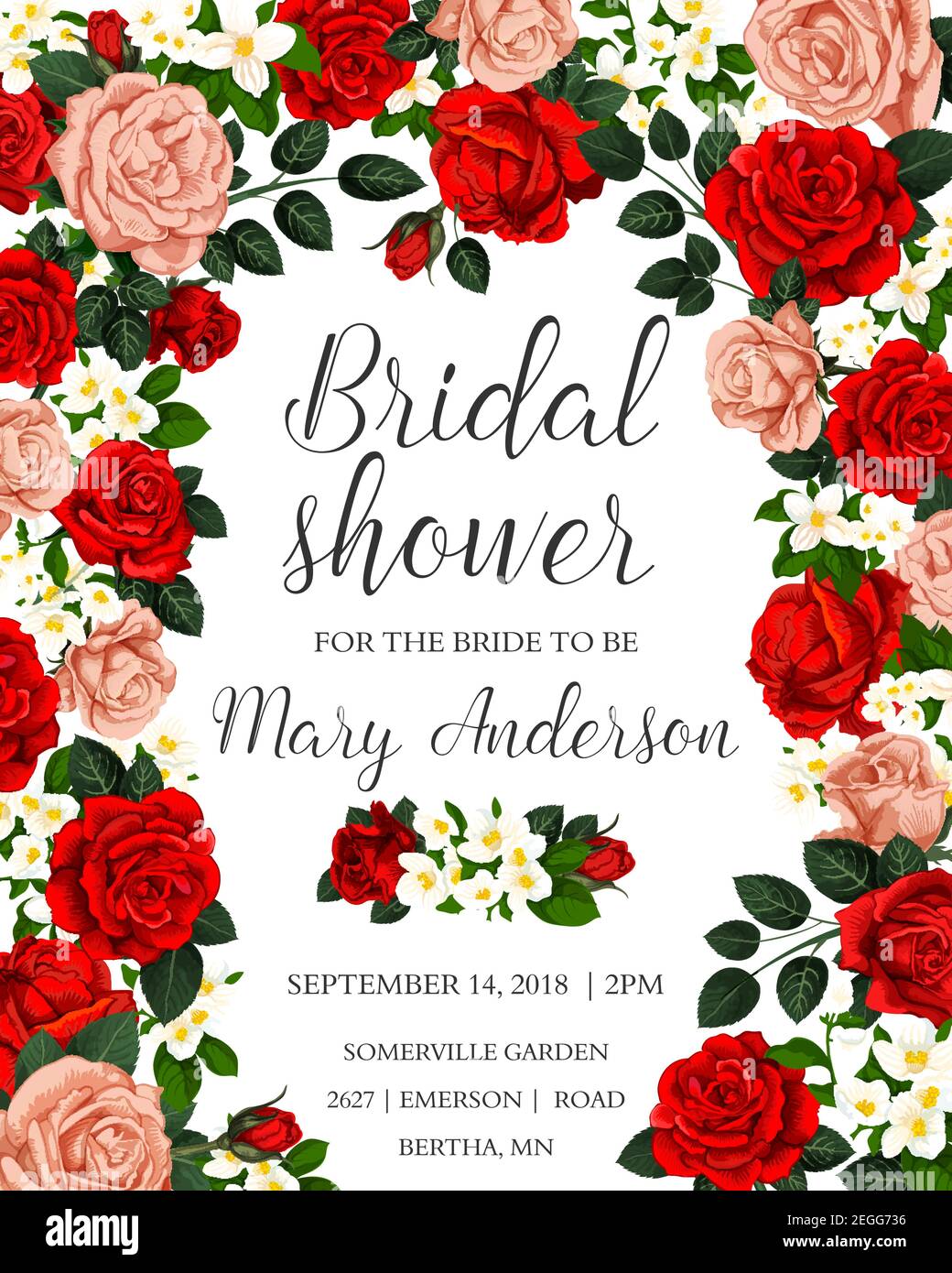 Flower invitation for bridal shower party. Flower template for For Bridal Shower Banner Template