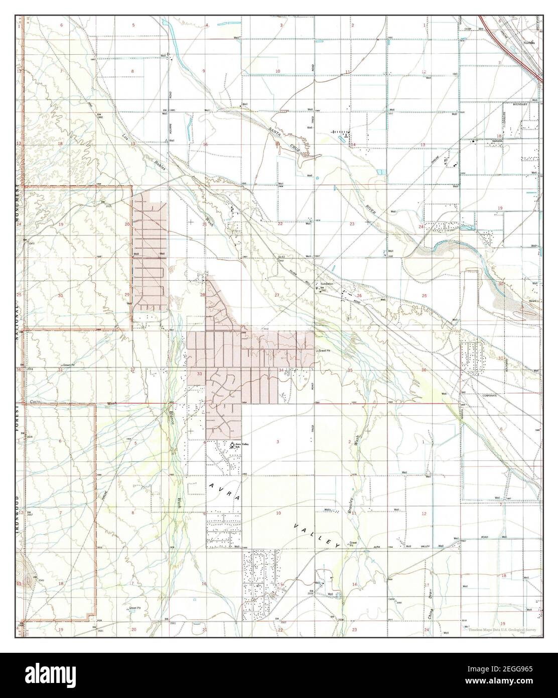 West of Marana, Arizona, map 1996, 124000, United States of America by