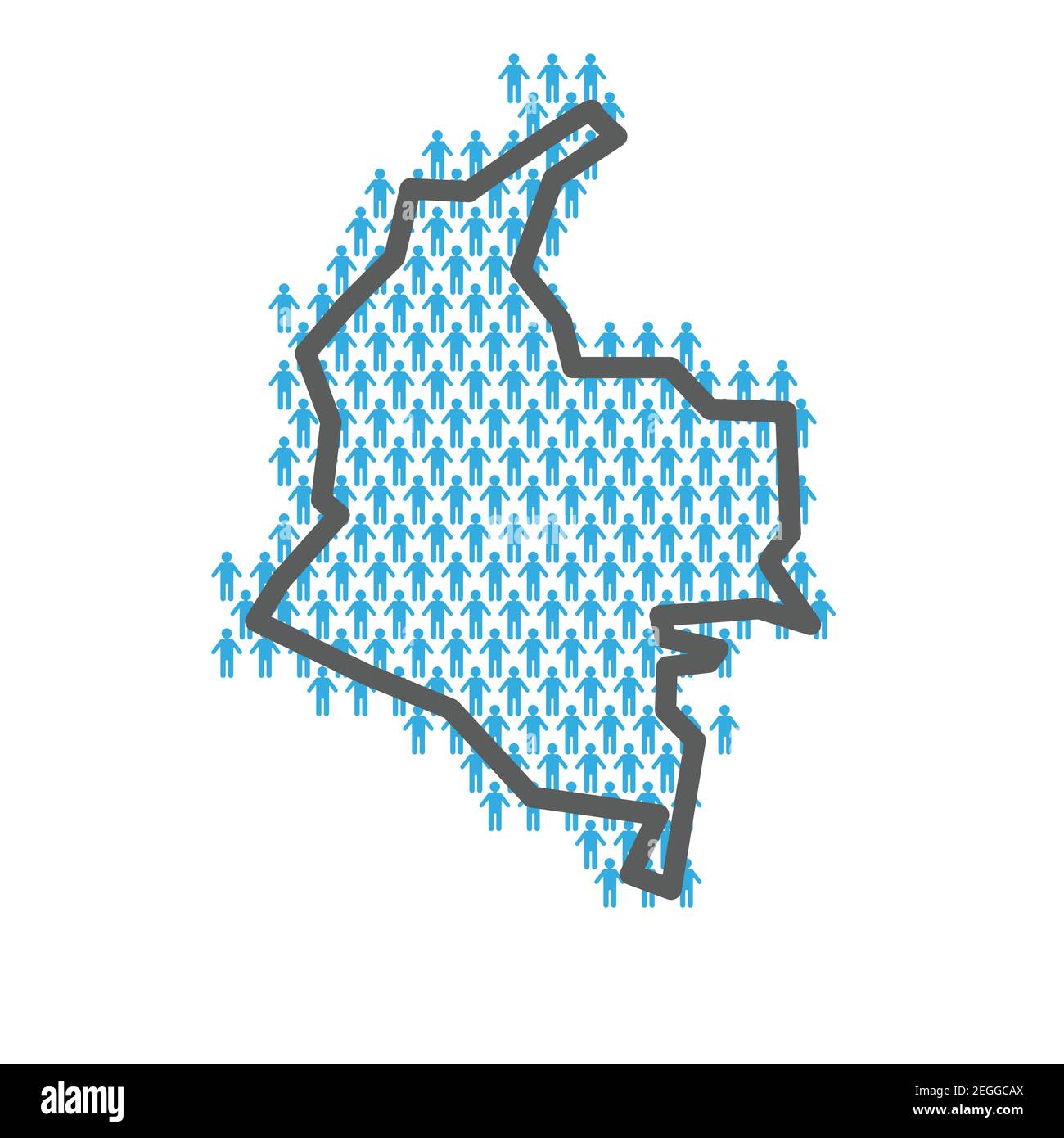 Colombia population map. Country outline made from people figures Stock Vector