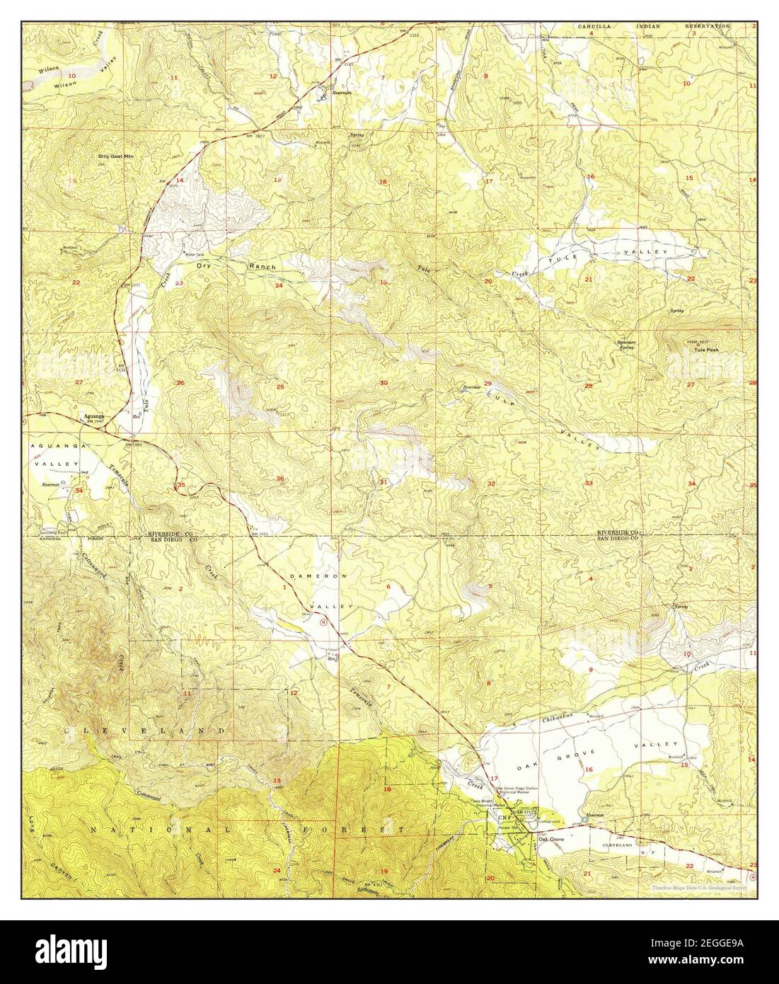 Aguanga, California, map 1954, 1:24000, United States of America by Timeless Maps, data U.S. Geological Survey Stock Photo