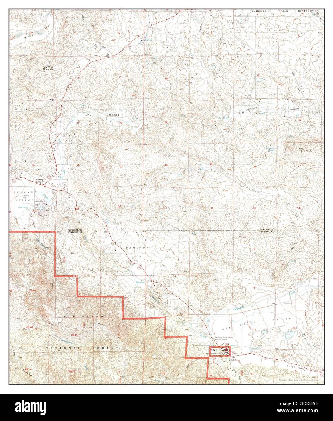 Aguanga, California, map 1997, 1:24000, United States of America by Timeless Maps, data U.S. Geological Survey Stock Photo