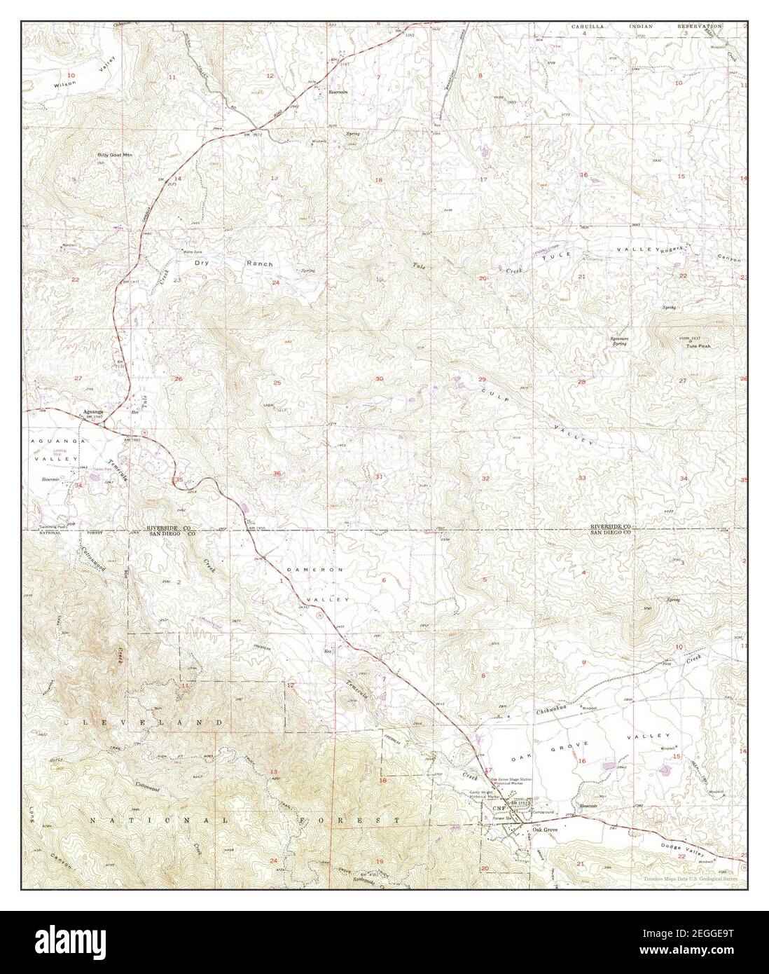 Aguanga, California, map 1954, 1:24000, United States of America by Timeless Maps, data U.S. Geological Survey Stock Photo