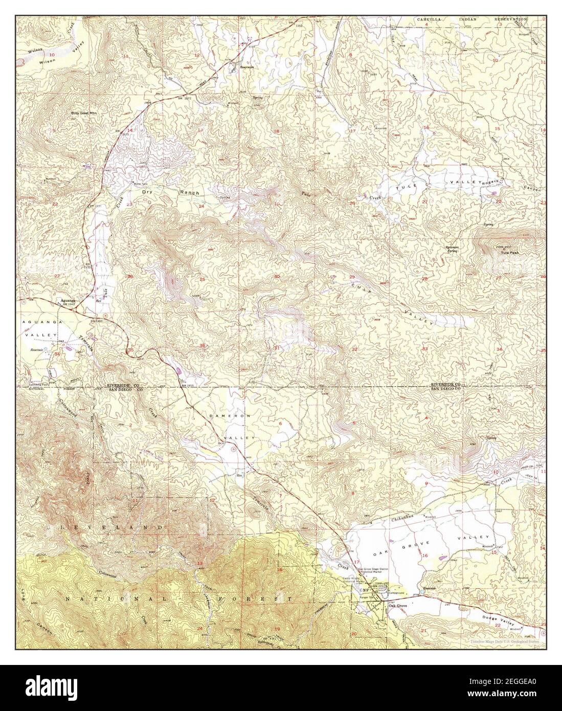 Aguanga, California, map 1954, 1:24000, United States of America by Timeless Maps, data U.S. Geological Survey Stock Photo