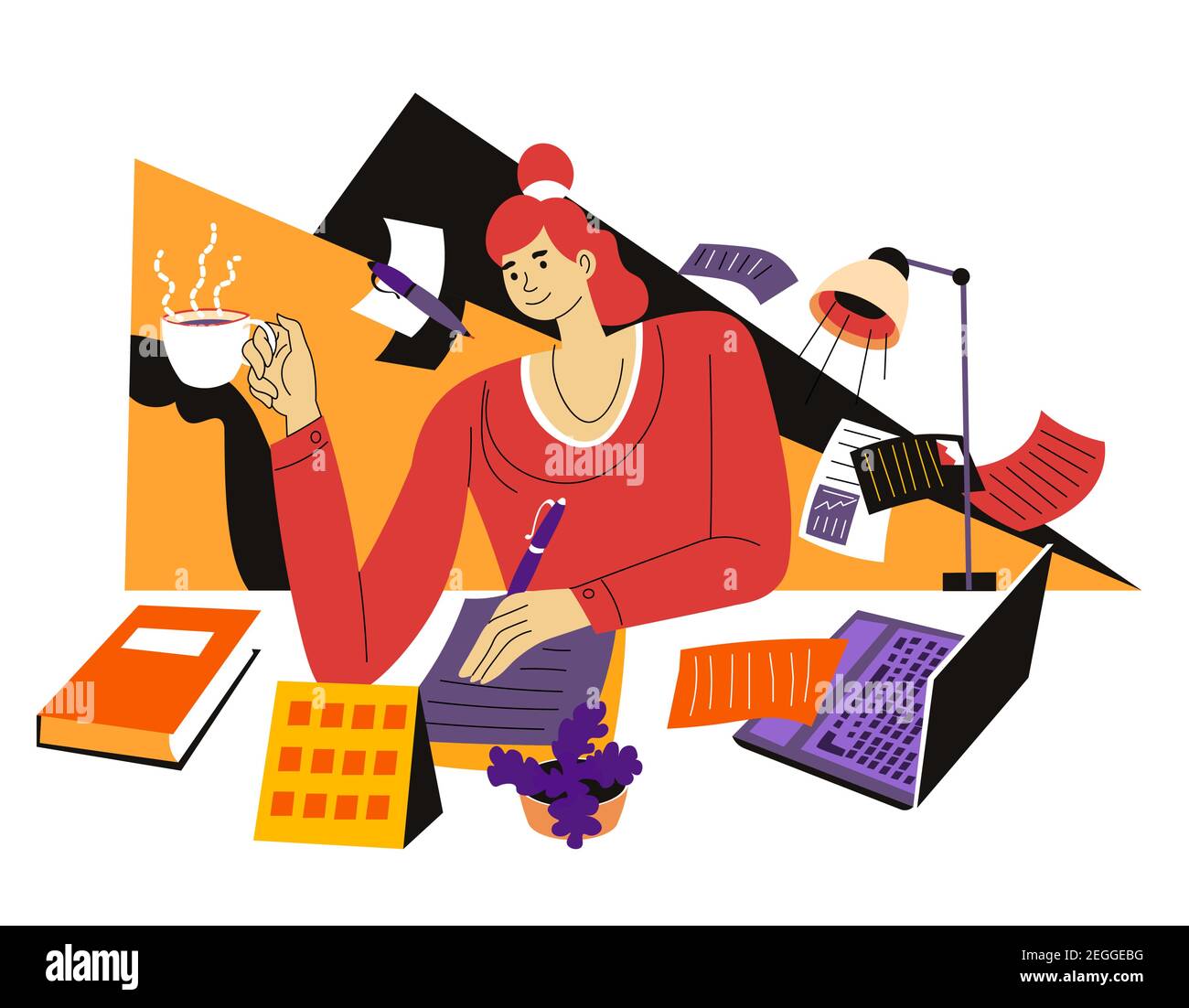 Copywriter working on article from home distance Stock Vector
