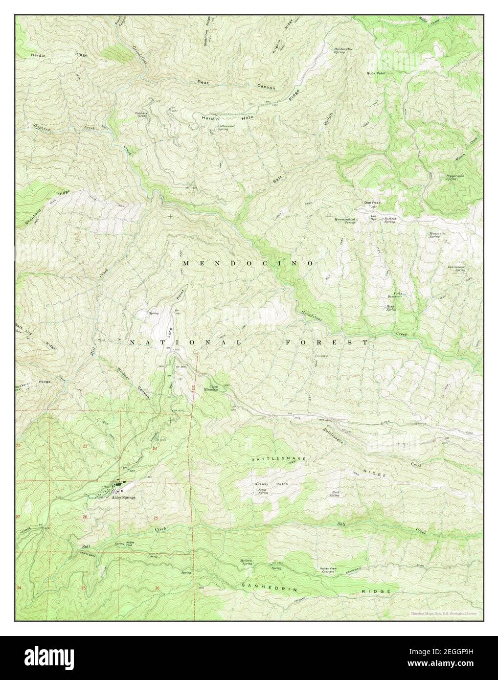 Alder Springs, California, map 1967, 124000, United States of America