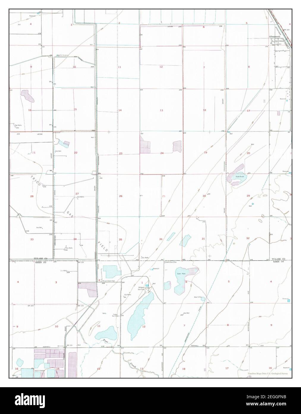 Allensworth, California, map 1954, 124000, United States of America by