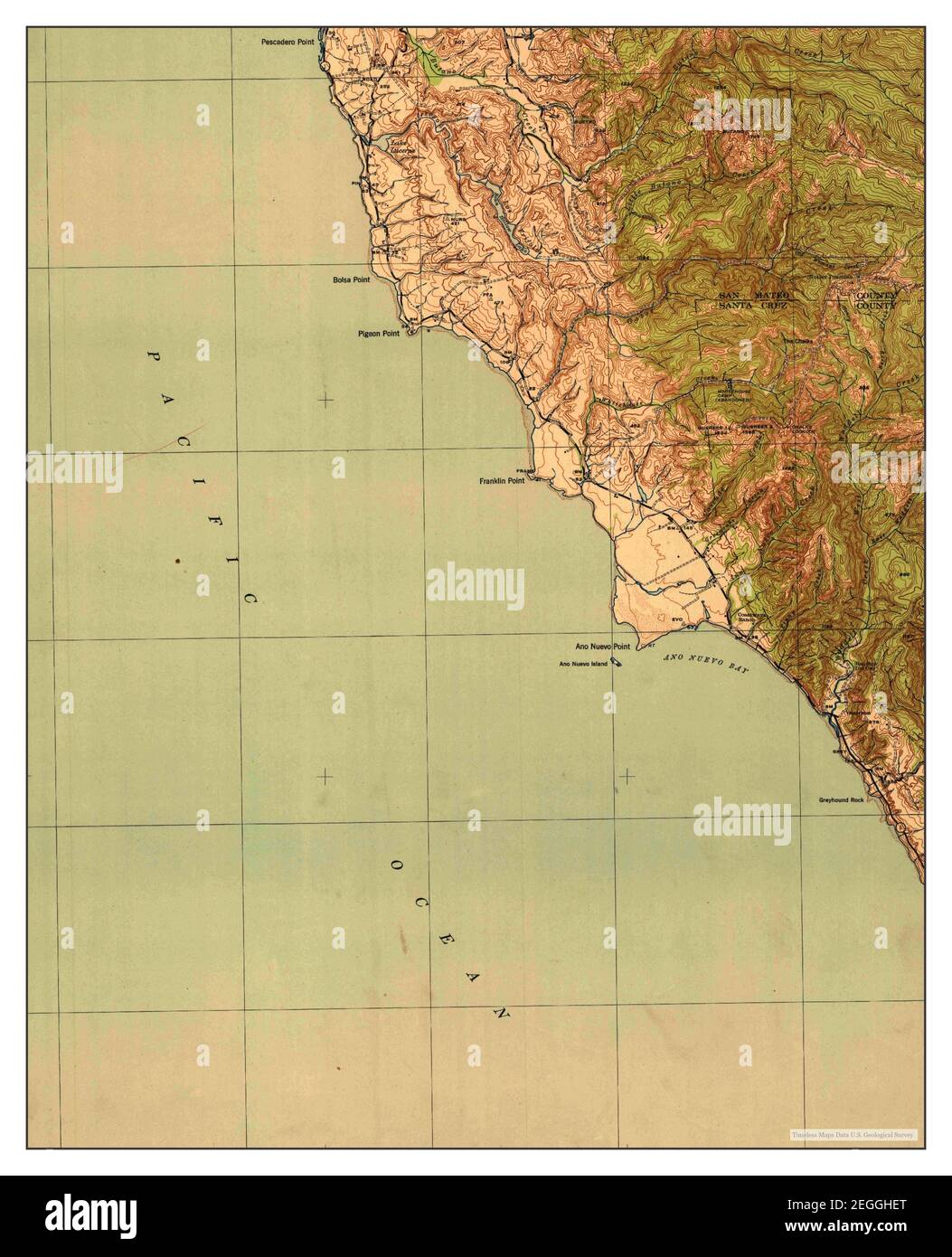 Ano Nuevo, California, map 1940, 162500, United States of America by